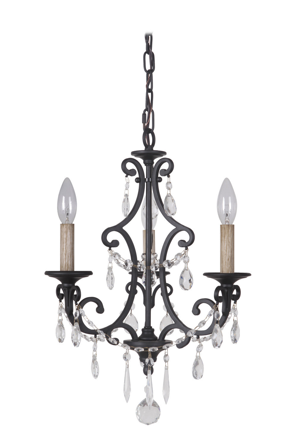 Bentley Three Light Chandelier in Matte Black