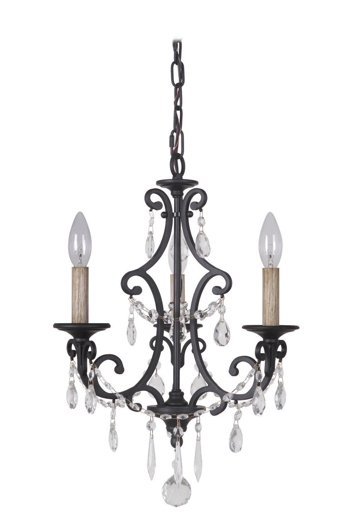 Bentley Three Light Chandelier in Matte Black