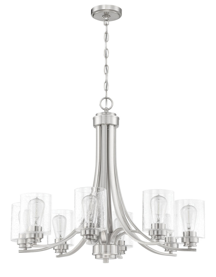 Bolden Eight Light Chandelier in Brushed Polished Nickel