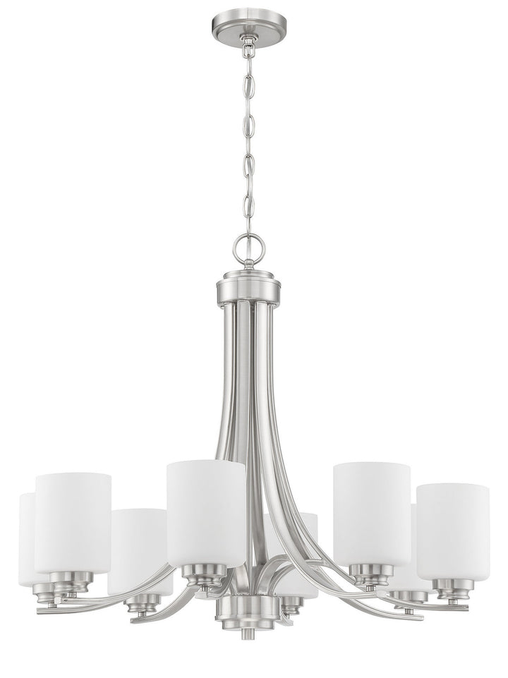 Bolden Eight Light Chandelier in Brushed Polished Nickel