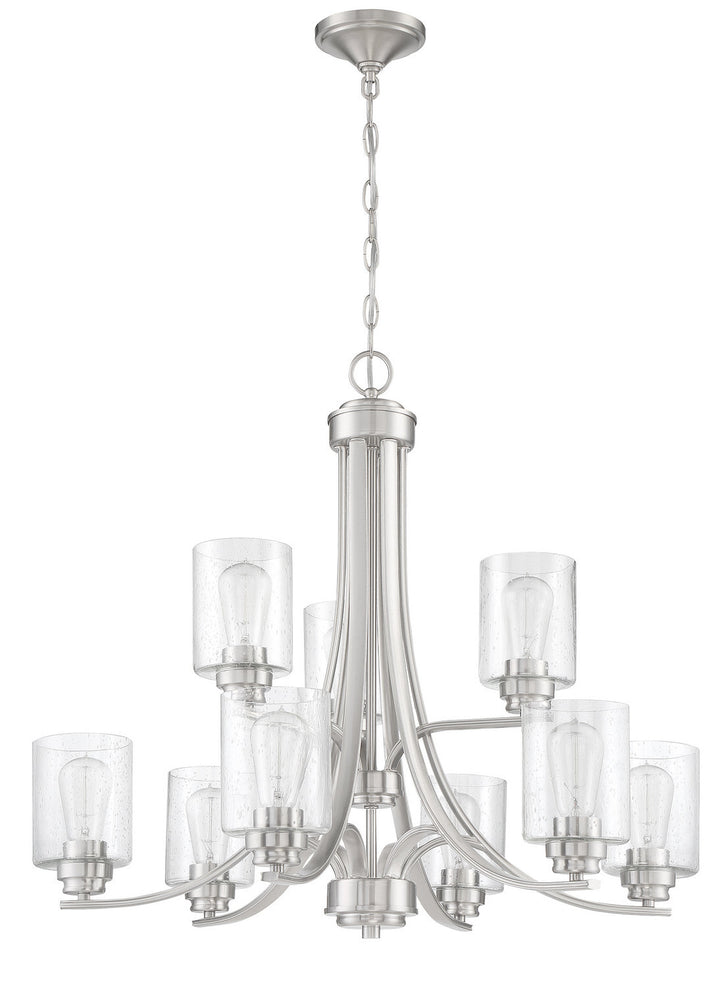 Bolden Nine Light Chandelier in Brushed Polished Nickel