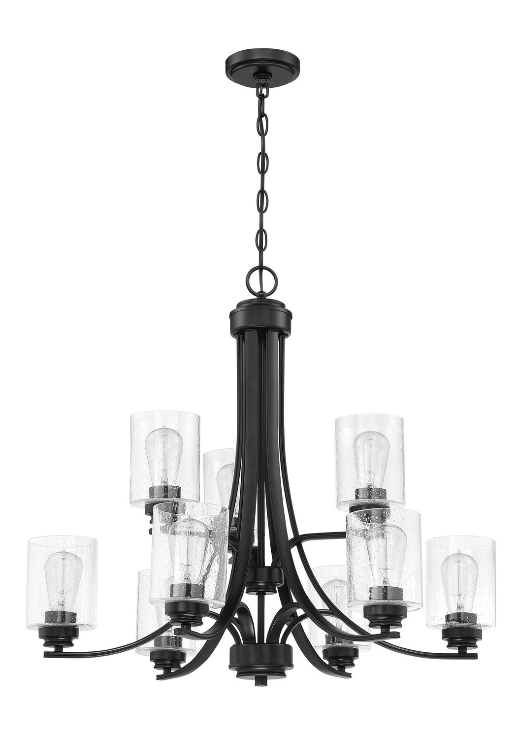 Bolden Nine Light Chandelier in Flat Black