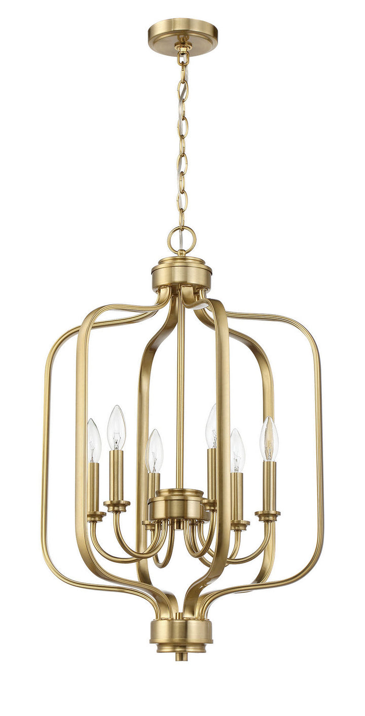 Bolden Six Light Foyer Chandelier in Satin Brass