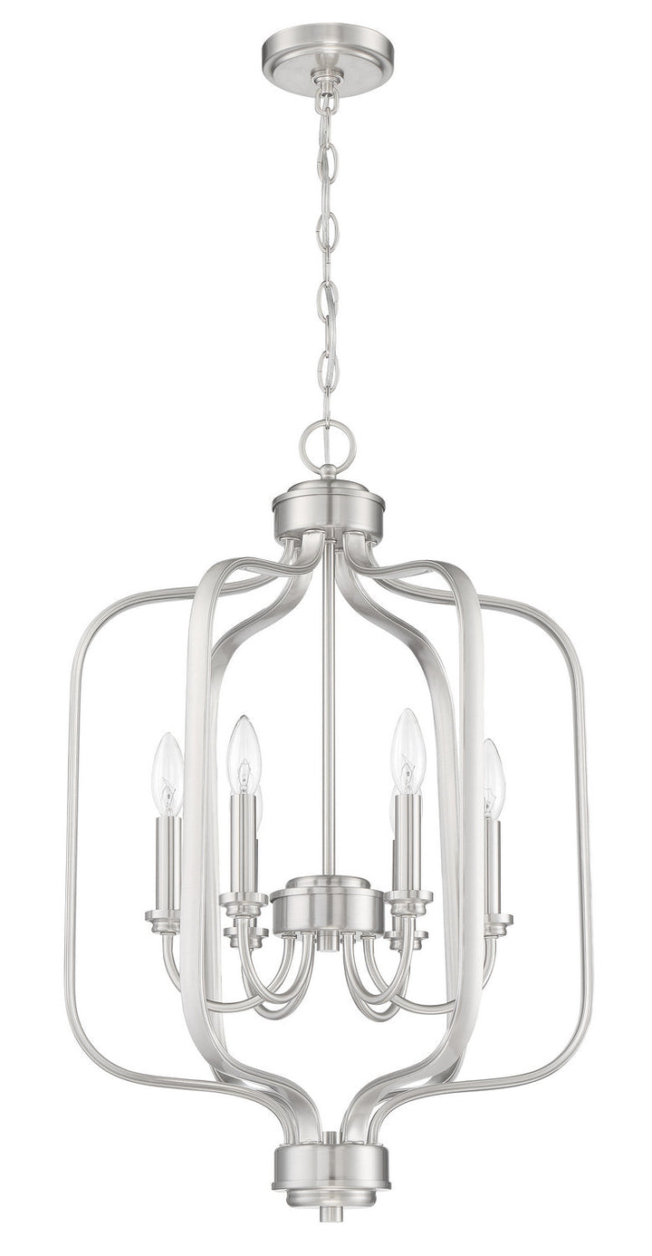 Bolden Six Light Foyer Pendant in Brushed Polished Nickel