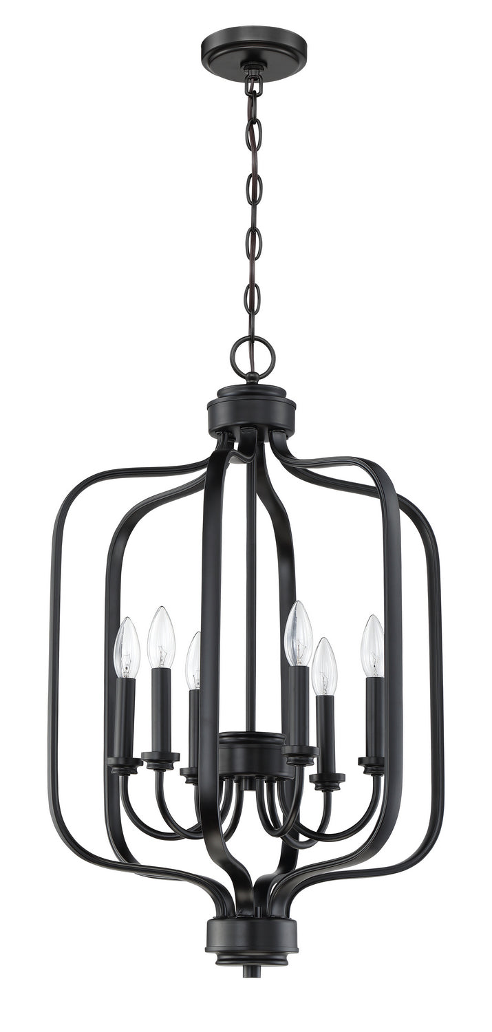 Bolden Six Light Foyer Pendant in Flat Black