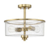 Bolden Two Light Convertible Semi Flush in Satin Brass