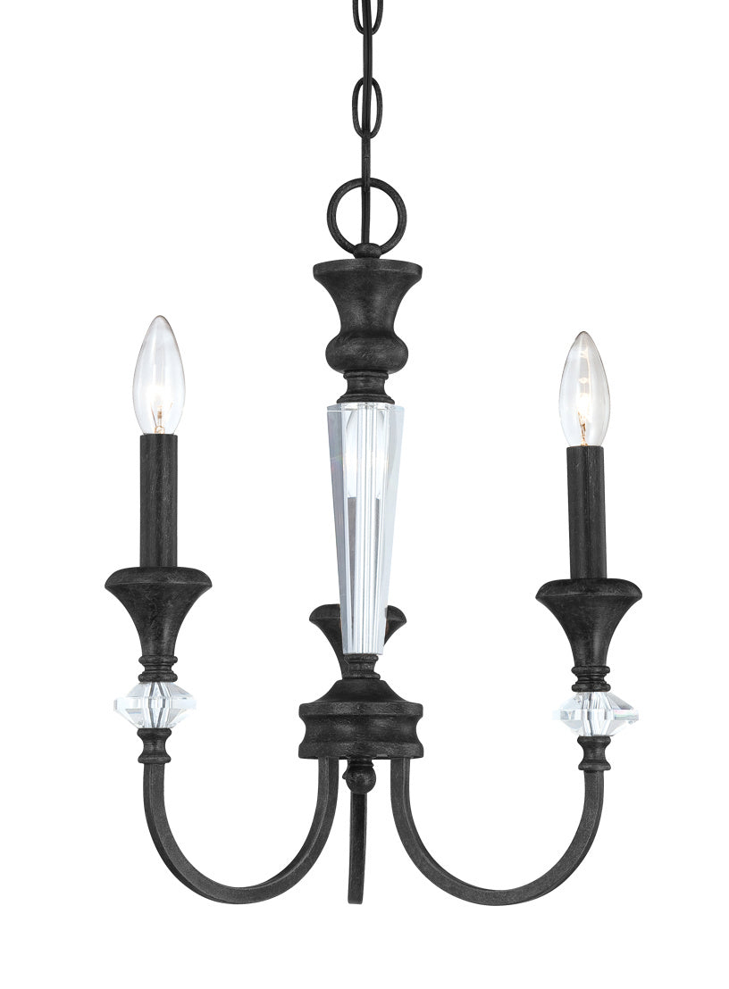 Boulevard Three Light Chandelier in Mocha Bronze/Silver