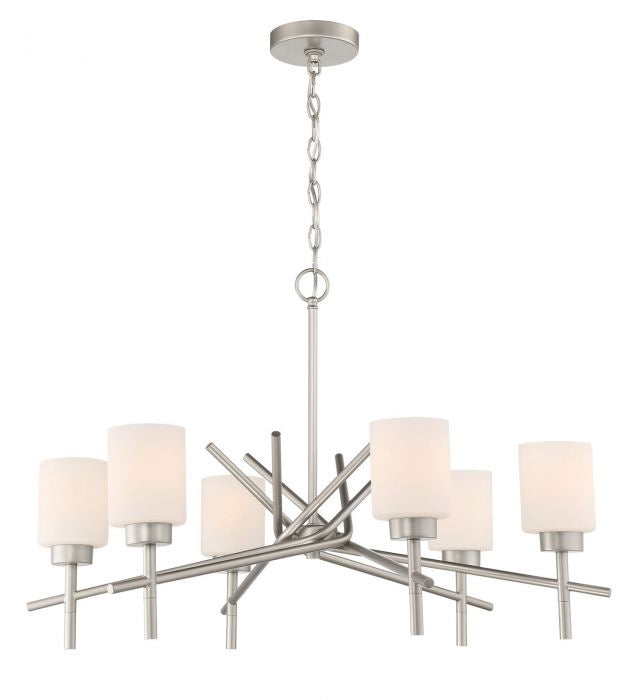 Cadence Six Light Chandelier in Satin Nickel