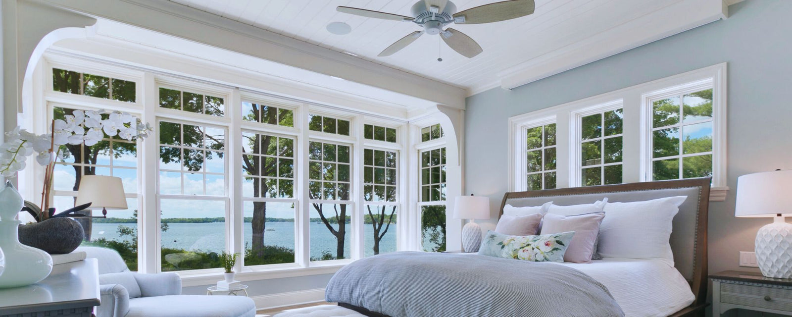 A room with a ceiling fan that was designed by FanDiego.