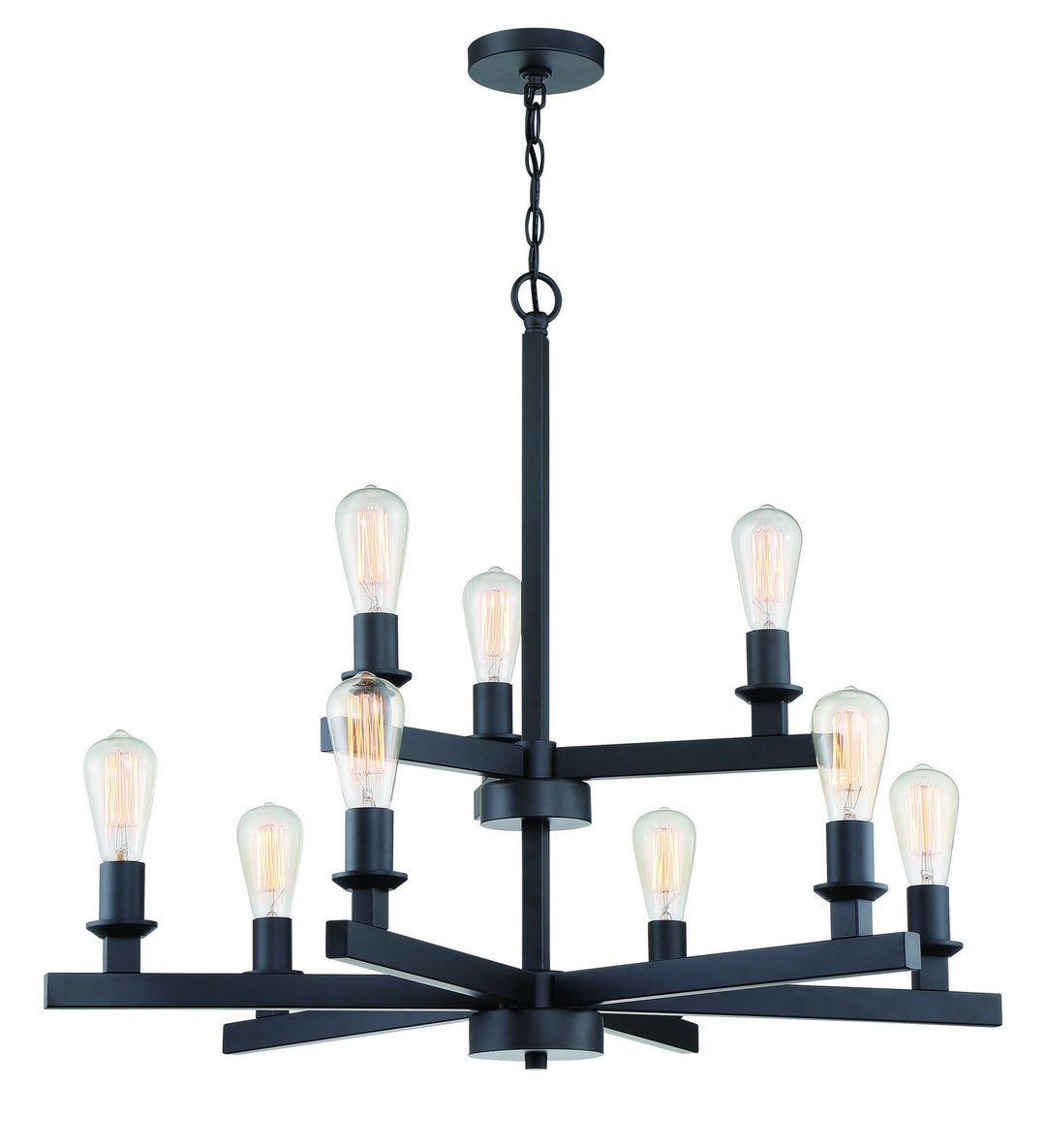 Chicago Nine Light Chandelier in Flat Black