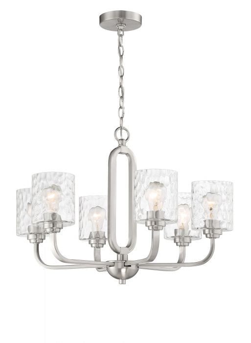 Collins Six Light Chandelier in Brushed Polished Nickel