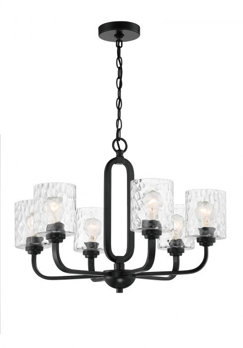 Collins Six Light Chandelier in Flat Black