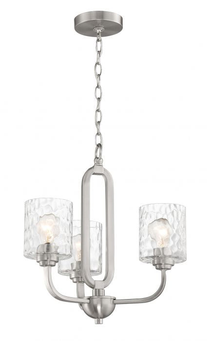 Collins Three Light Chandelier in Brushed Polished Nickel