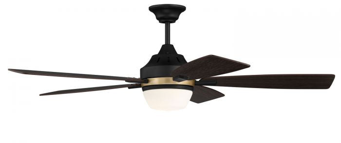 Craftmade Fresco 52" Ceiling Fan with 20W LED Light Wall and Remote Control in Flat Black/Satin Brass