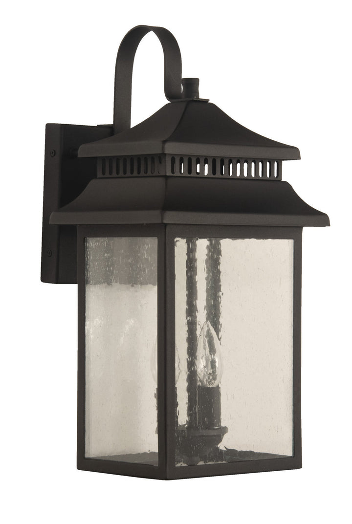 Crossbend Three Light Outdoor Wall Mount in Textured Black