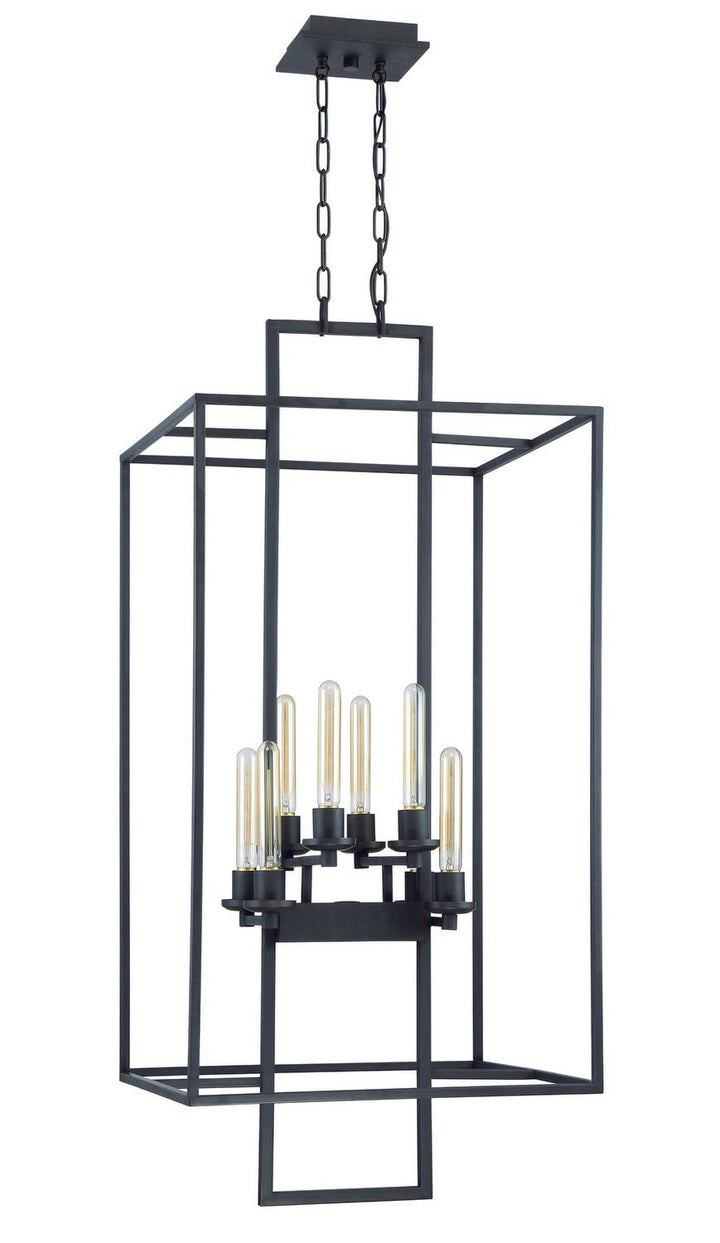 Cubic Eight Light Foyer Pendant in Aged Bronze Brushed