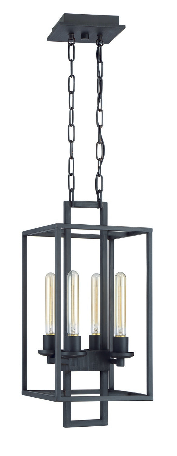 Cubic Four Light Foyer Pendant in Aged Bronze Brushed