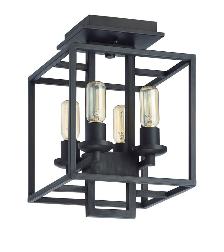 Cubic Four Light Semi Flush Mount in Aged Bronze Brushed