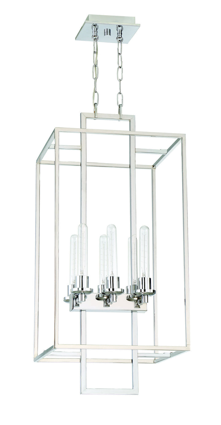 Cubic Six Light Foyer Pendant in Chrome