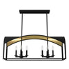 Dukestown Eight Light Linear Chandelier in Natural Black Iron