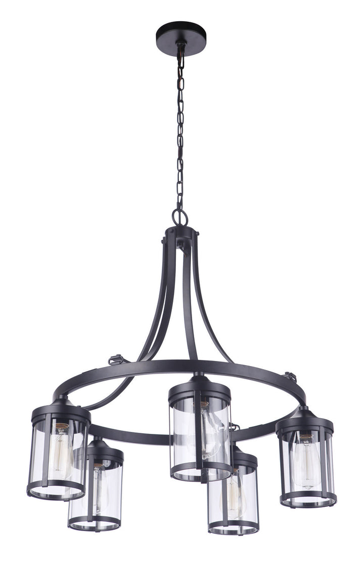 Elliot Five Light Chandelier in Flat Black