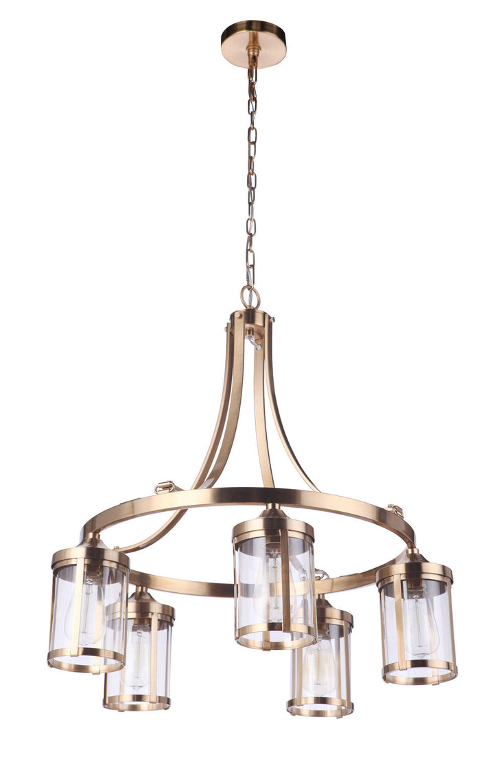 Elliot Five Light Chandelier in Satin Brass