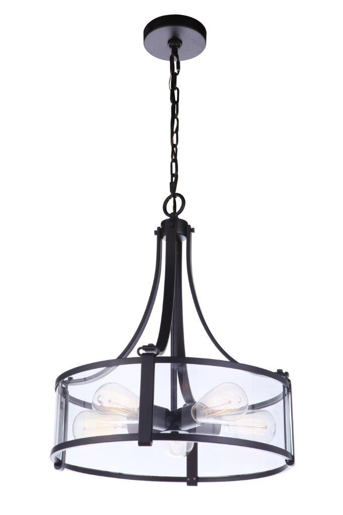 Elliot Five Light Pendant in Flat Black