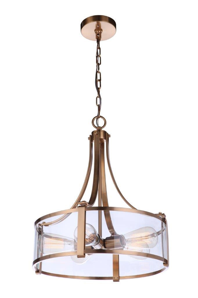 Elliot Five Light Pendant in Satin Brass