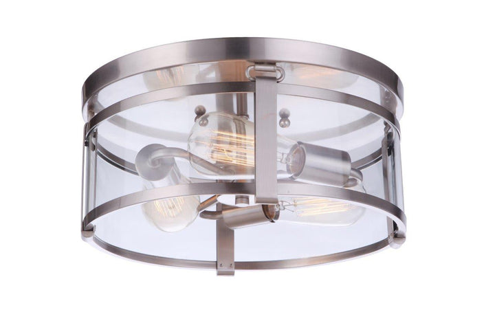 Elliot Three Light Flushmount in Brushed Polished Nickel