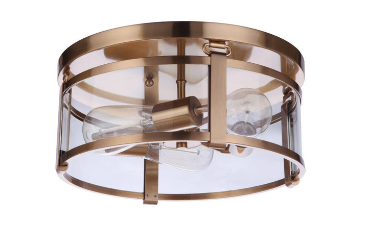 Elliot Three Light Flushmount in Satin Brass