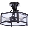 Elliot Three Light Semi Flush Mount in Flat Black