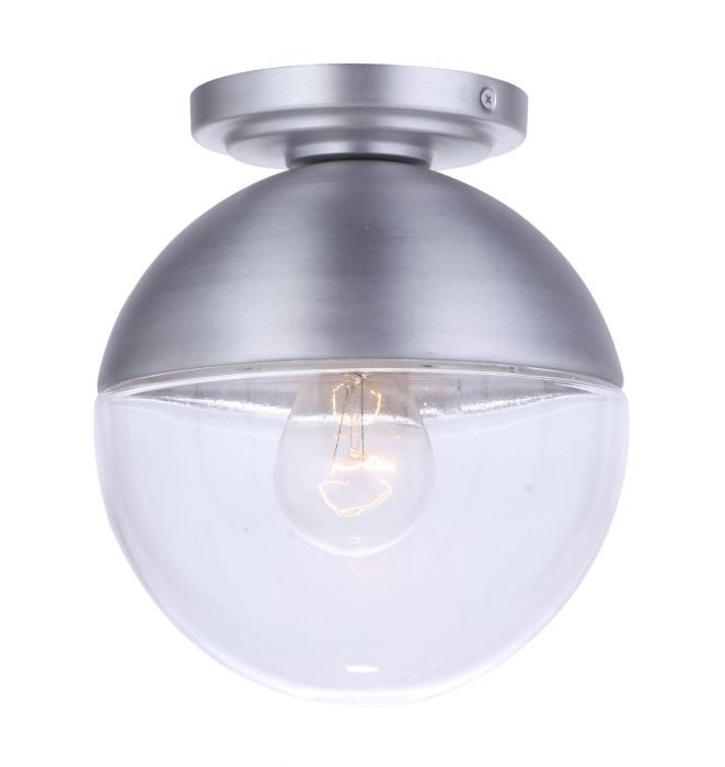 Evie One Light Outdoor Flush Mount in Satin Aluminum