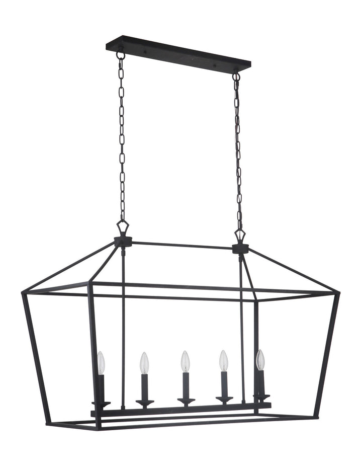 Flynt Five Light Island Pendant in Flat Black