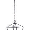 Flynt Four Light Foyer Pendant in Flat Black