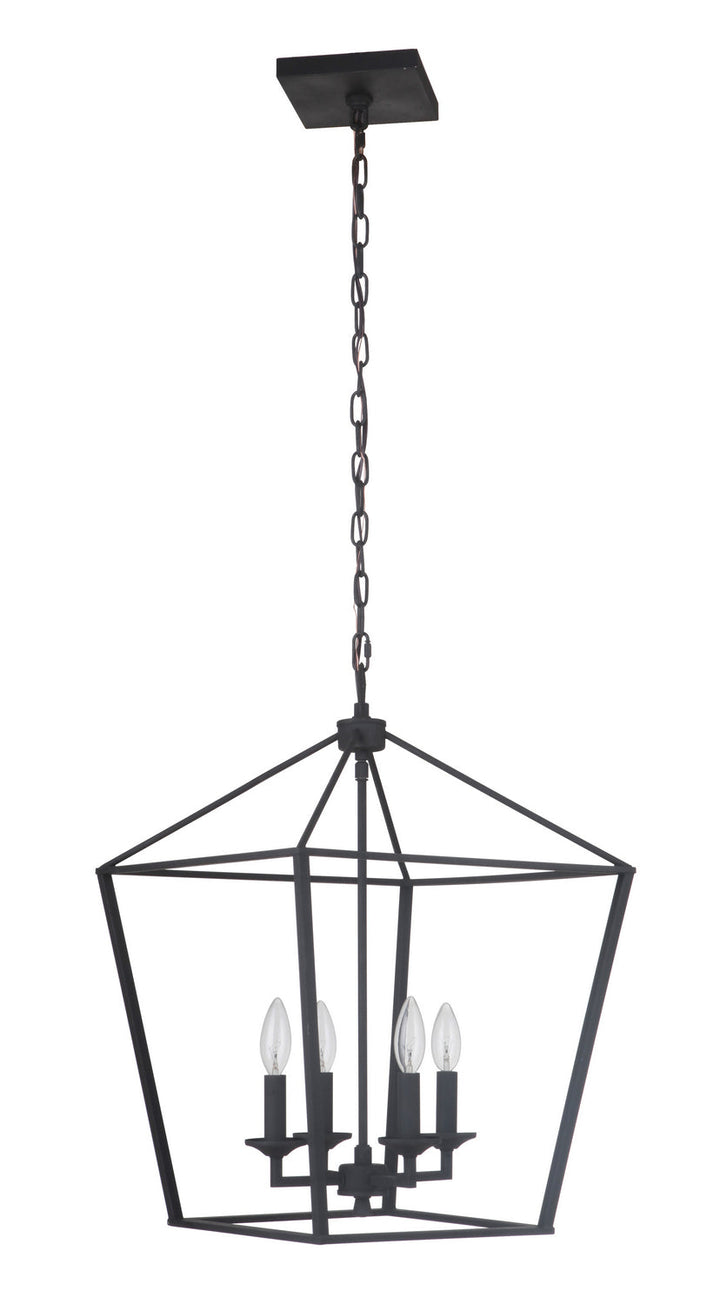 Flynt Four Light Foyer Pendant in Flat Black