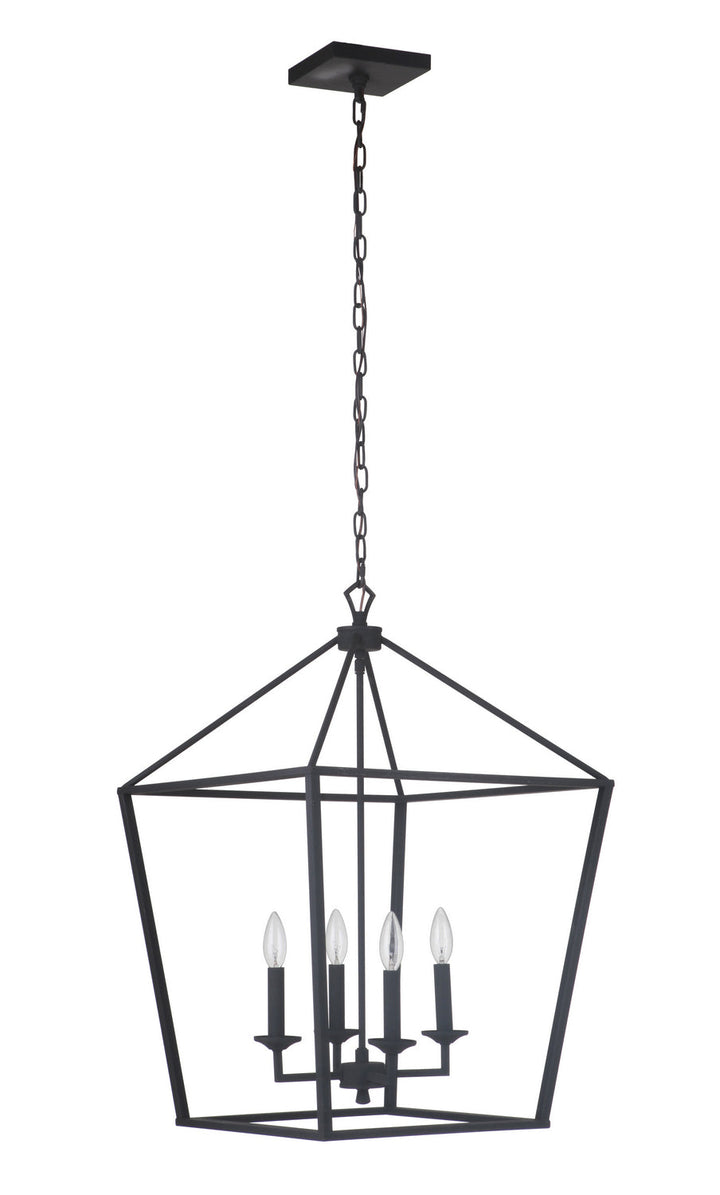 Flynt Four Light Foyer Pendant in Flat Black