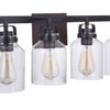 Foxwood Four Light Vanity in Flat Black/Dark Teak