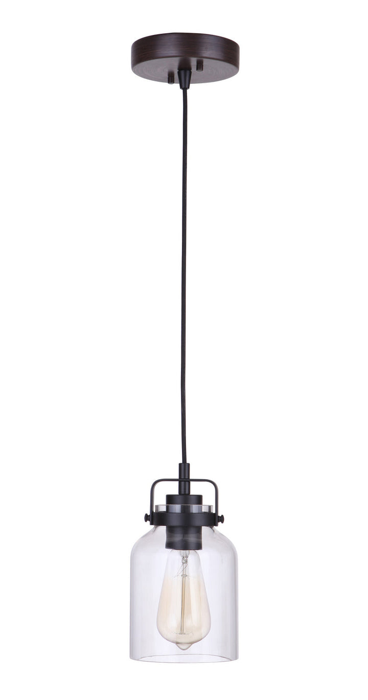 Foxwood One Light Mini Pendant in Flat Black/Dark Teak