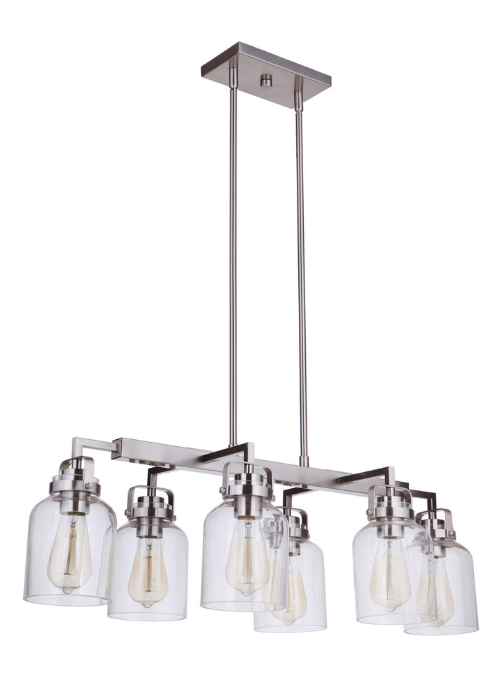 Foxwood Six Light Island Pendant in Brushed Polished Nickel