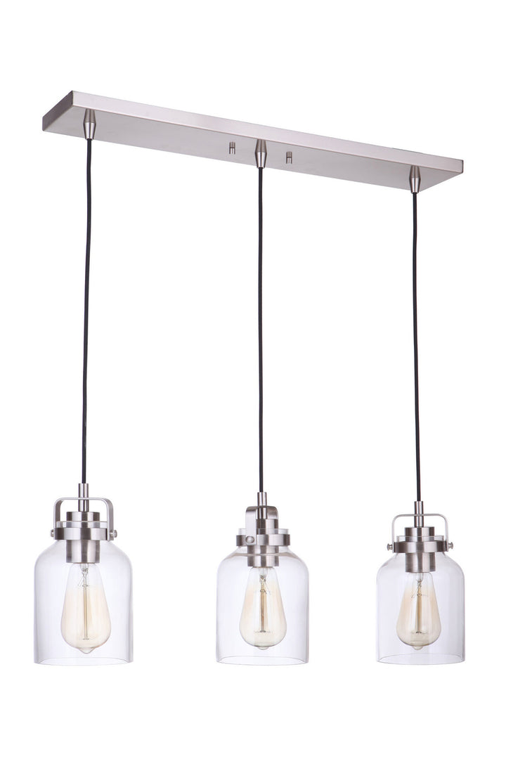 Foxwood Three Light Linear Pendant in Brushed Polished Nickel