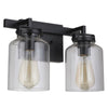Foxwood Two Light Vanity in Flat Black/Dark Teak