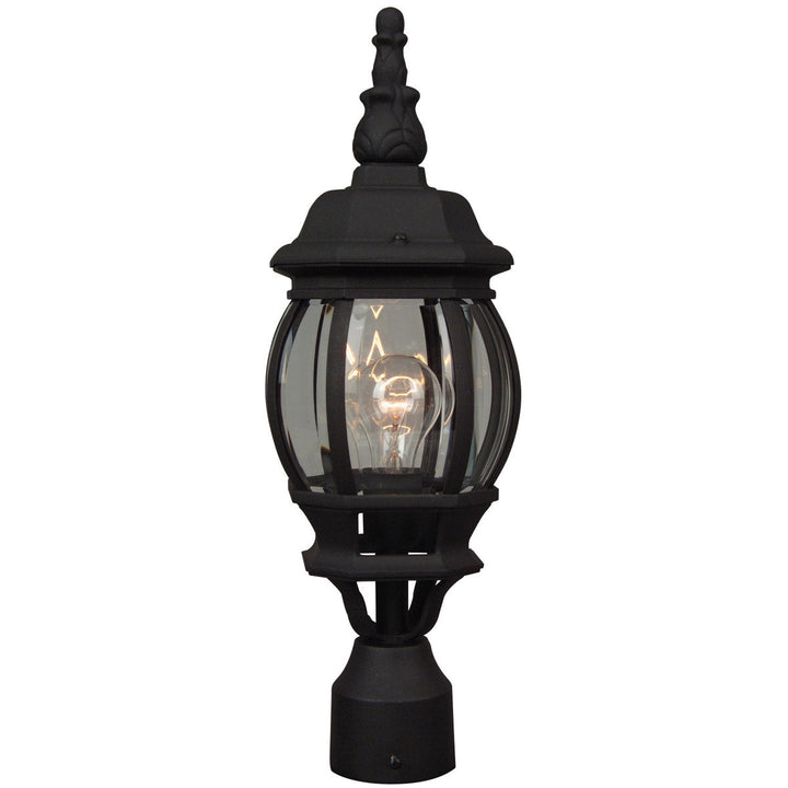 French Style One Light Post Mount in Textured Black