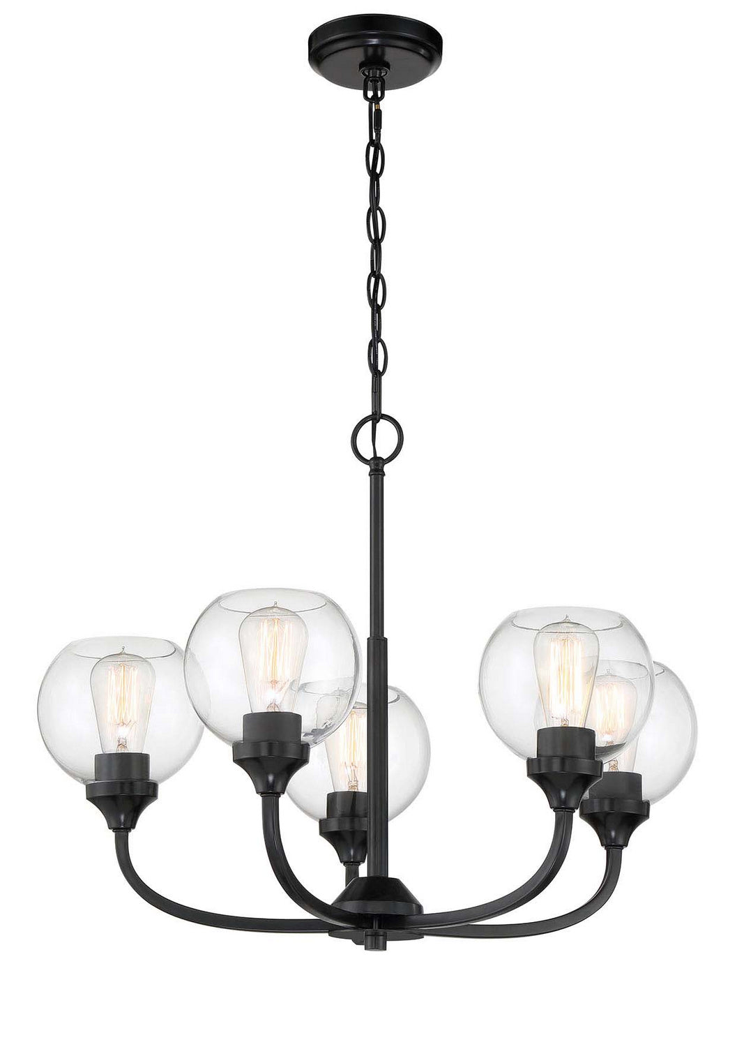 Glenda Five Light Chandelier in Flat Black