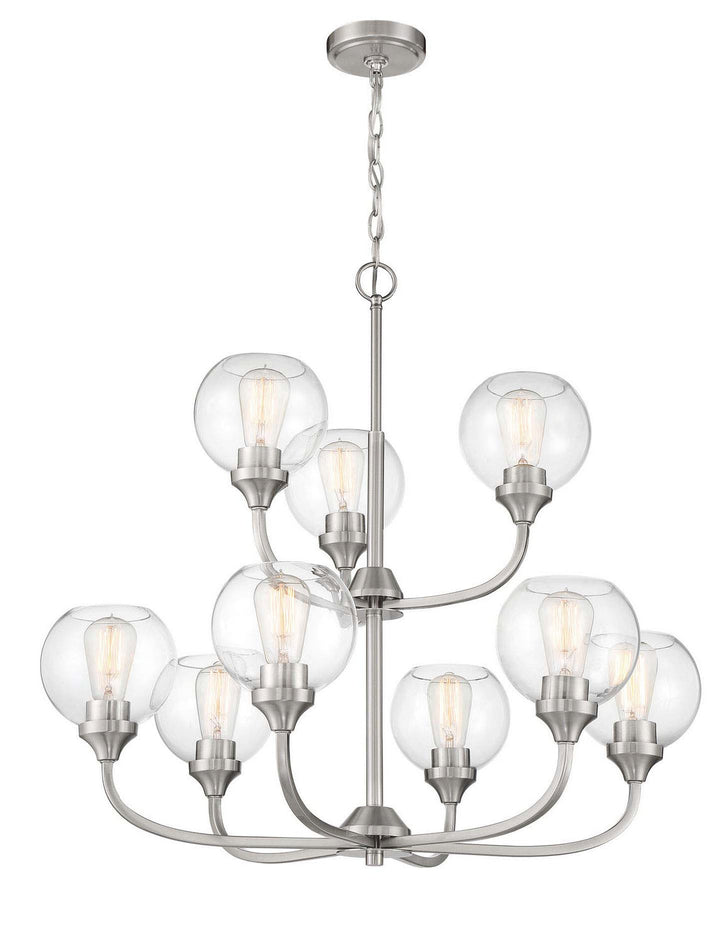 Glenda Nine Light Chandelier in Brushed Polished Nickel