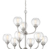 Glenda Nine Light Chandelier in Brushed Polished Nickel