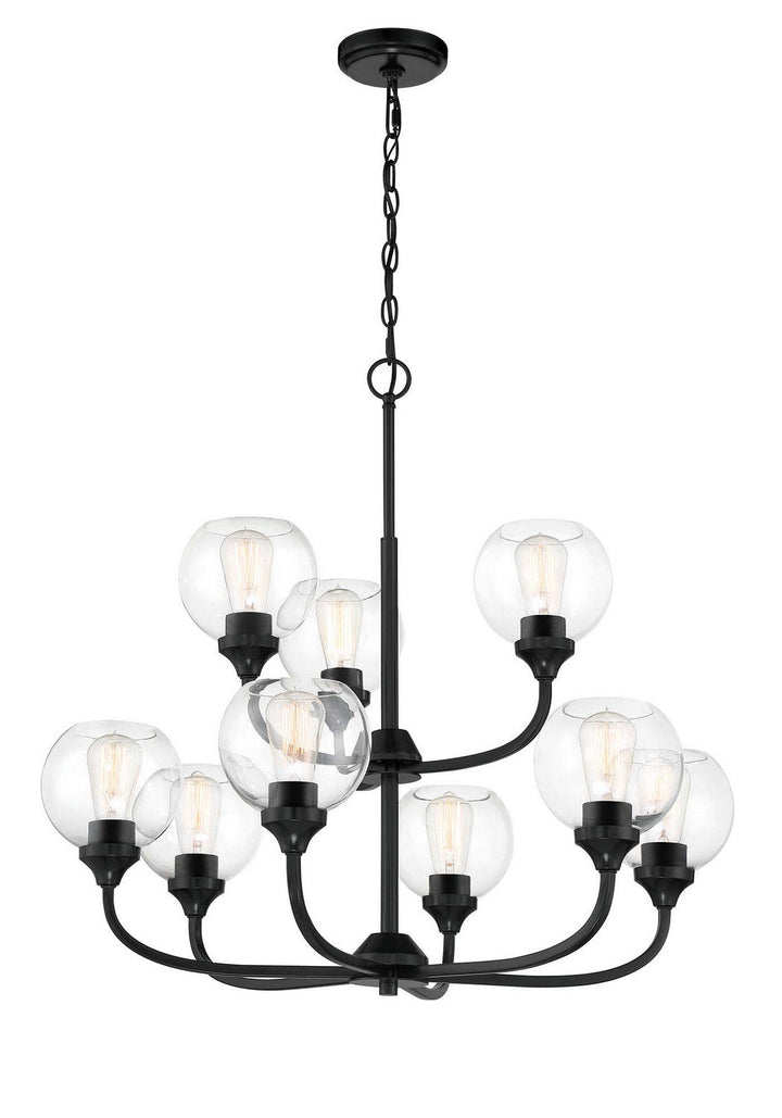 Glenda Nine Light Chandelier in Flat Black