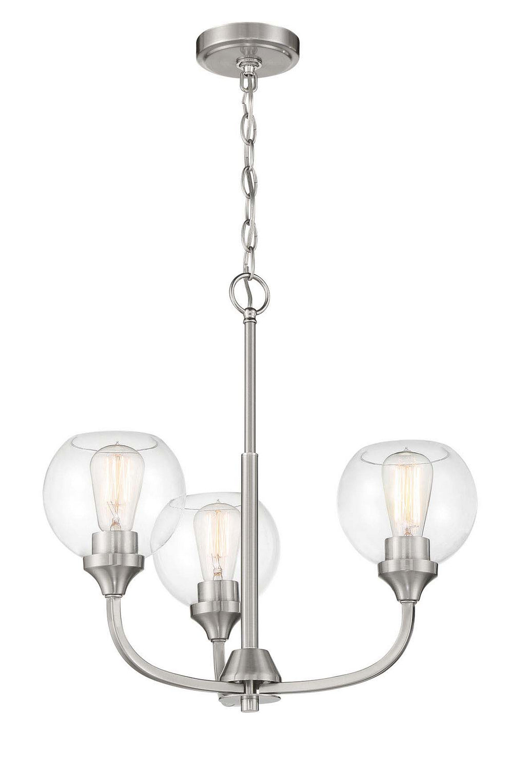 Glenda Three Light Chandelier in Brushed Polished Nickel