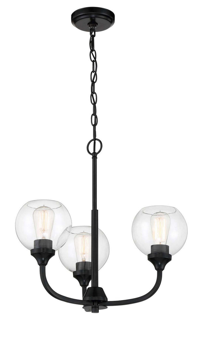 Glenda Three Light Chandelier in Flat Black