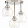 Glenda Three Light Semi Flush Mount in Brushed Polished Nickel