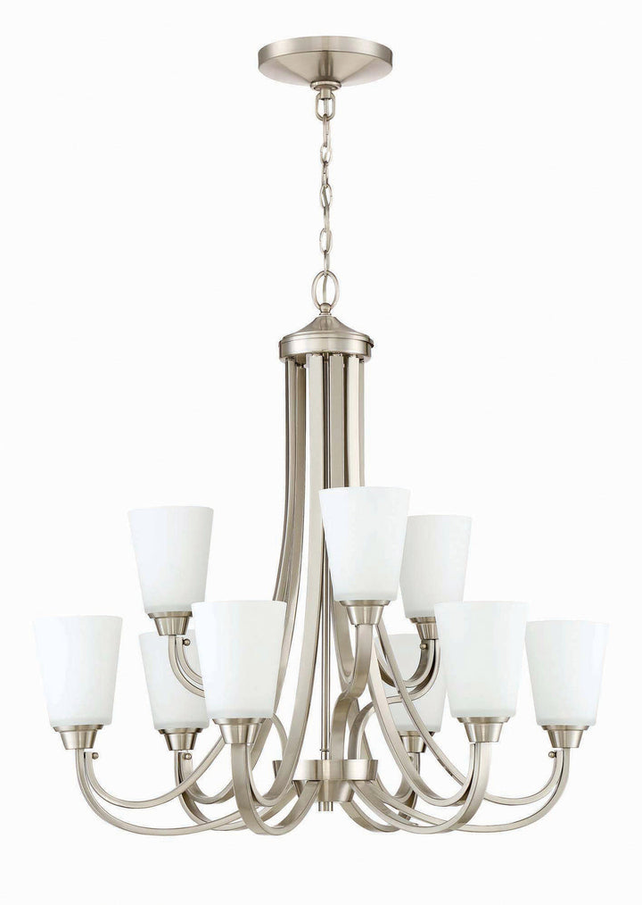 Grace Nine Light Chandelier in Brushed Polished Nickel